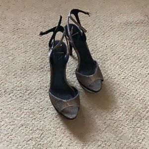 Brian Atwood Women’s Femme Fatale Platform Sandals Black Sparkle Size 8 Stiletto